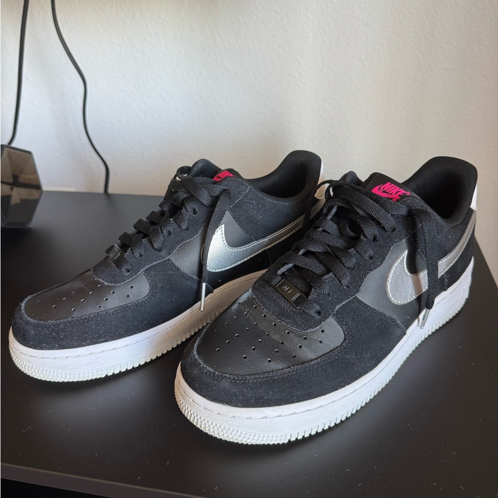 Nike Airforce 1- Black Pink Blast Metallic Silver (Women's)